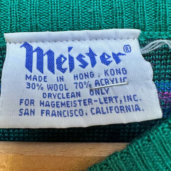 Vintage Meister Green Snowflake Pattern Sweater M - Picture 2 of 5